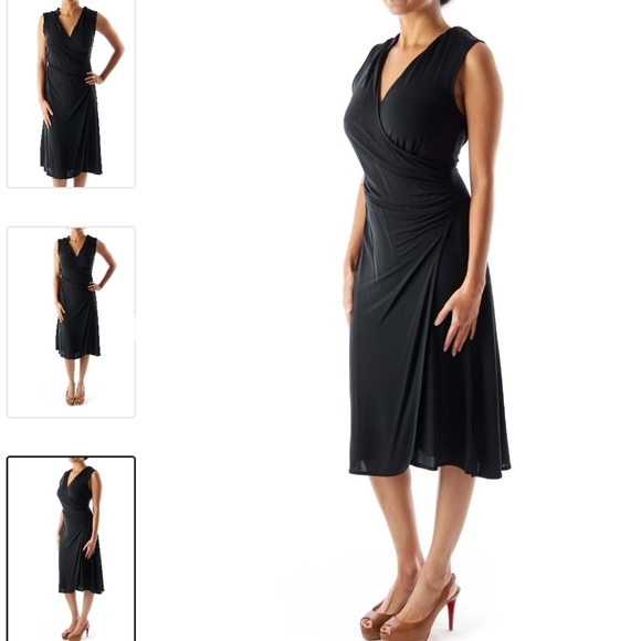 NEW Banana Republic Sleeveless Faux Wrap Sash Dress Silky Flattering Summer Chic - Picture 2 of 13